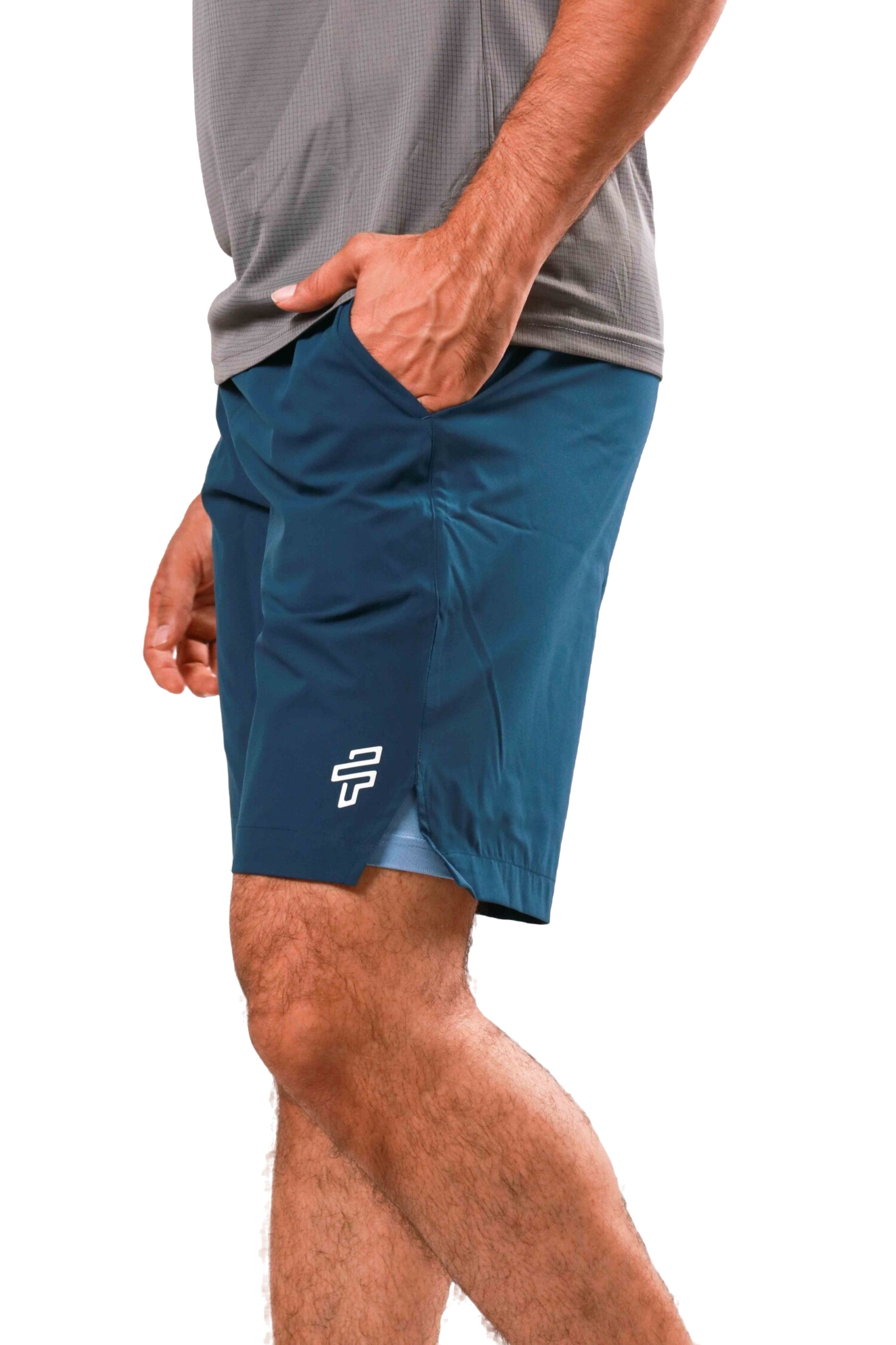 2 - in - 1 Compression Shorts - Deep Teal/Sky - Flecto