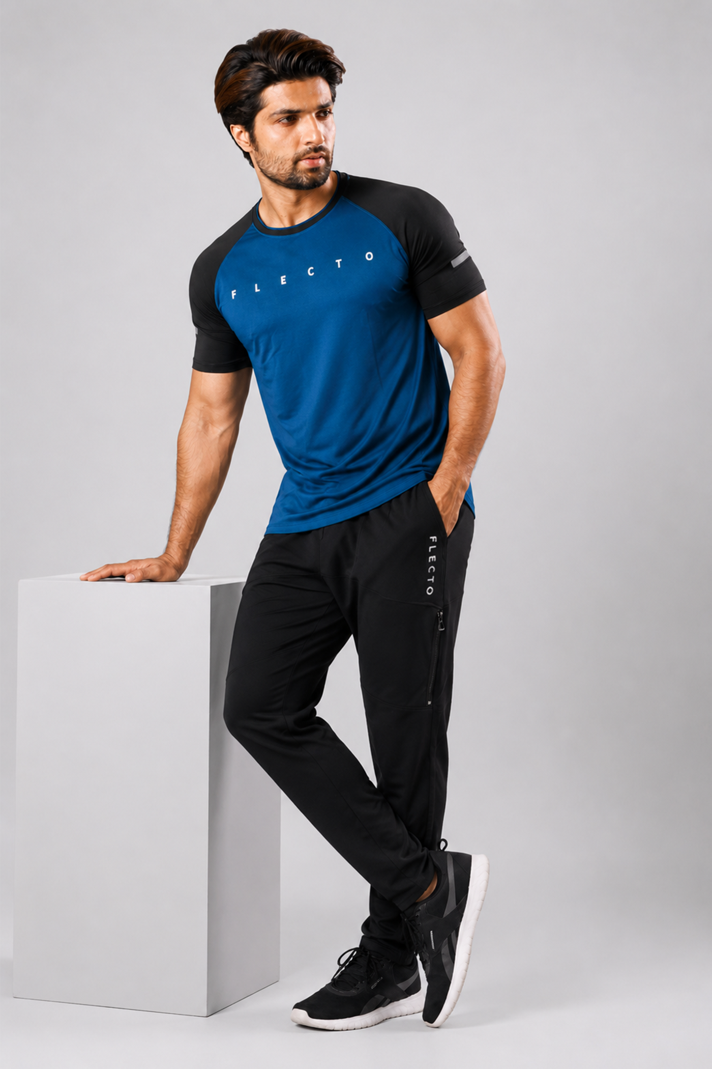 Blue and Black Raglan Half Sleeve + Black Tracks