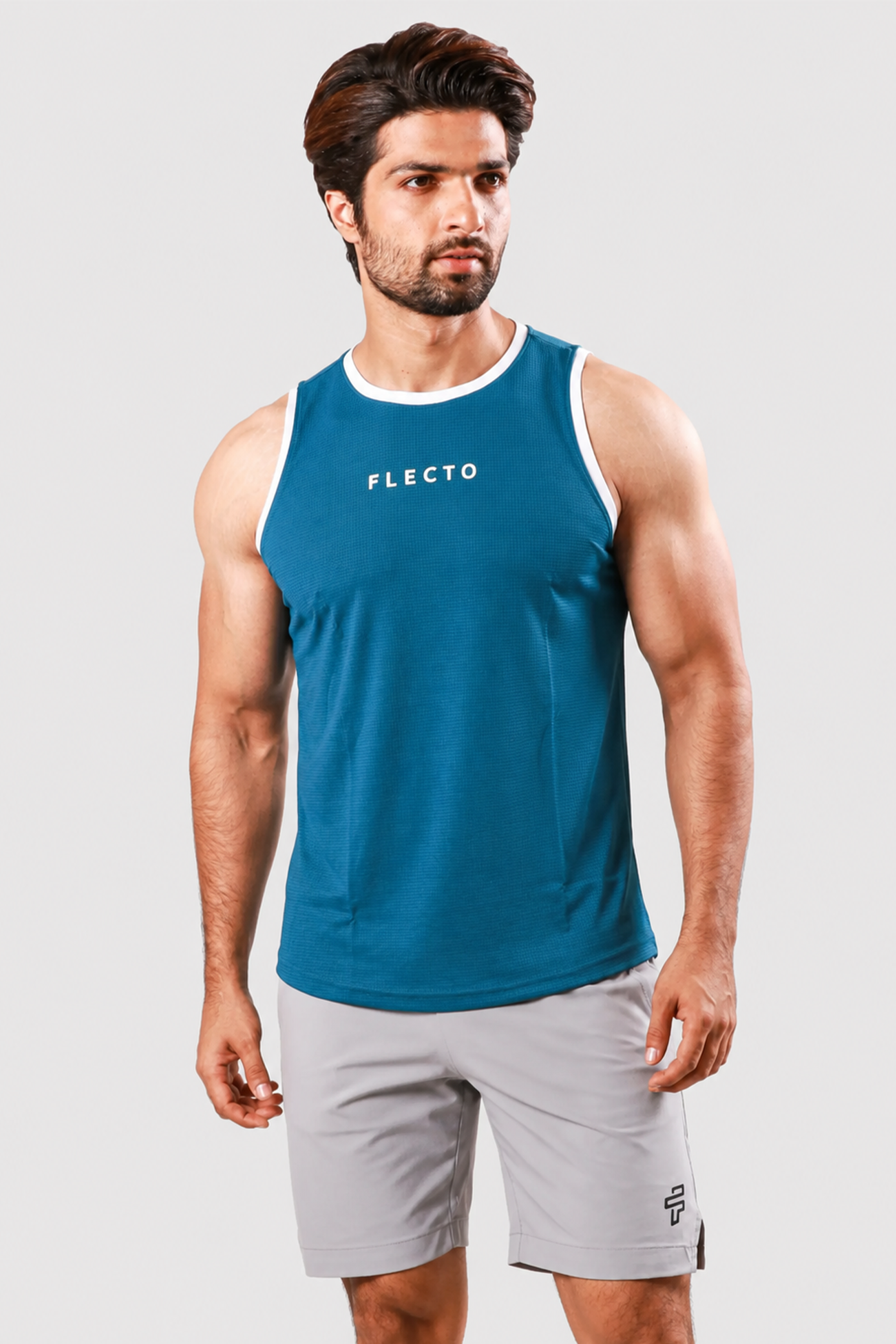 Teal Tank Top + Grey 2-in-1 Shorts