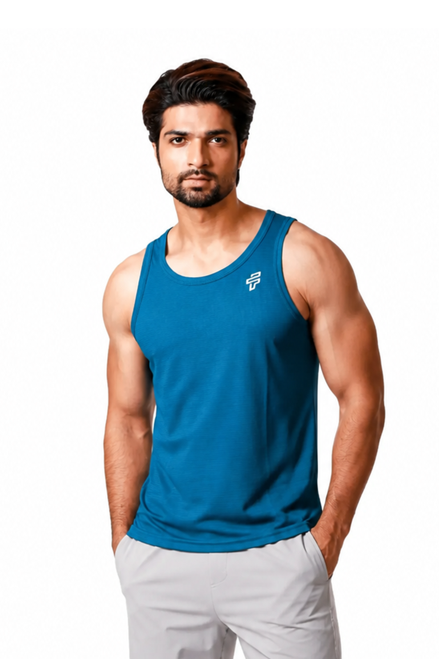 Teal Stringer + Grey 2-in-1 Shorts
