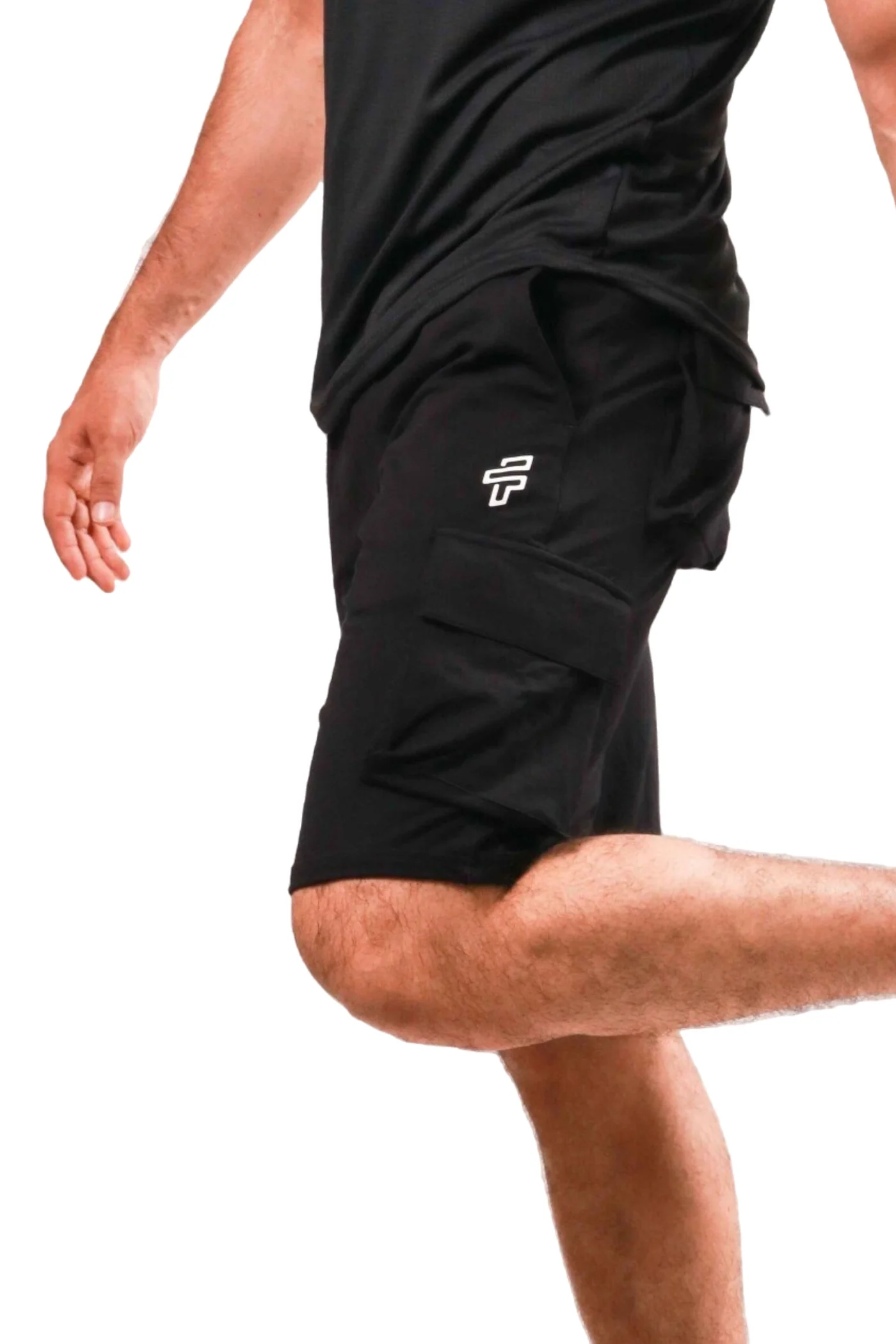 Grey Stringer + Black Cargo Shorts