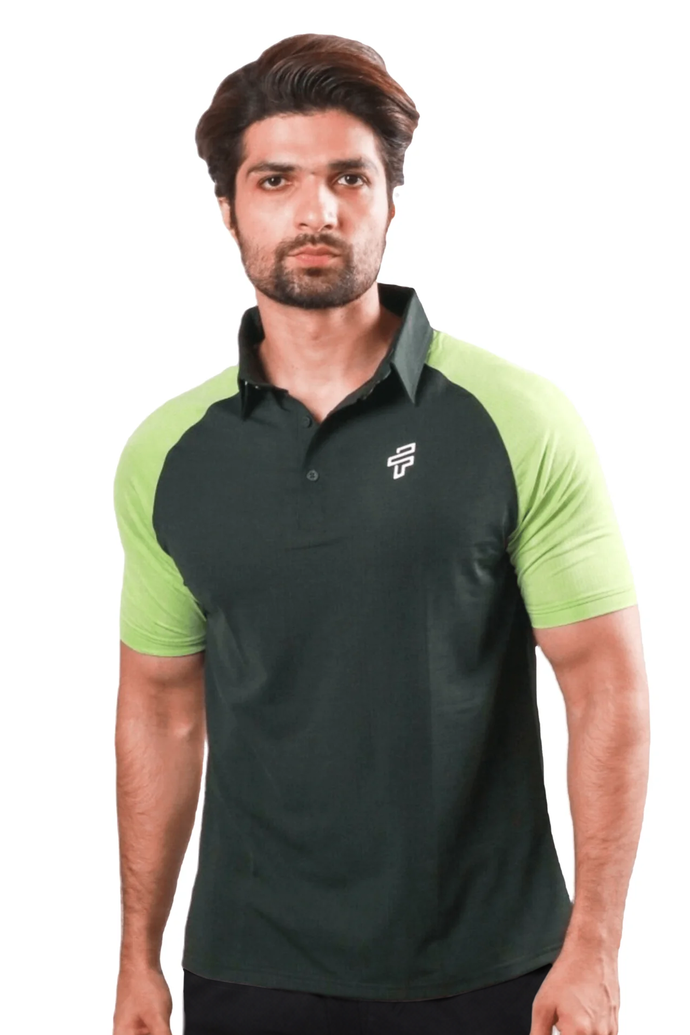 ⁠⁠Green Polo + Black 2-in-1 Shorts