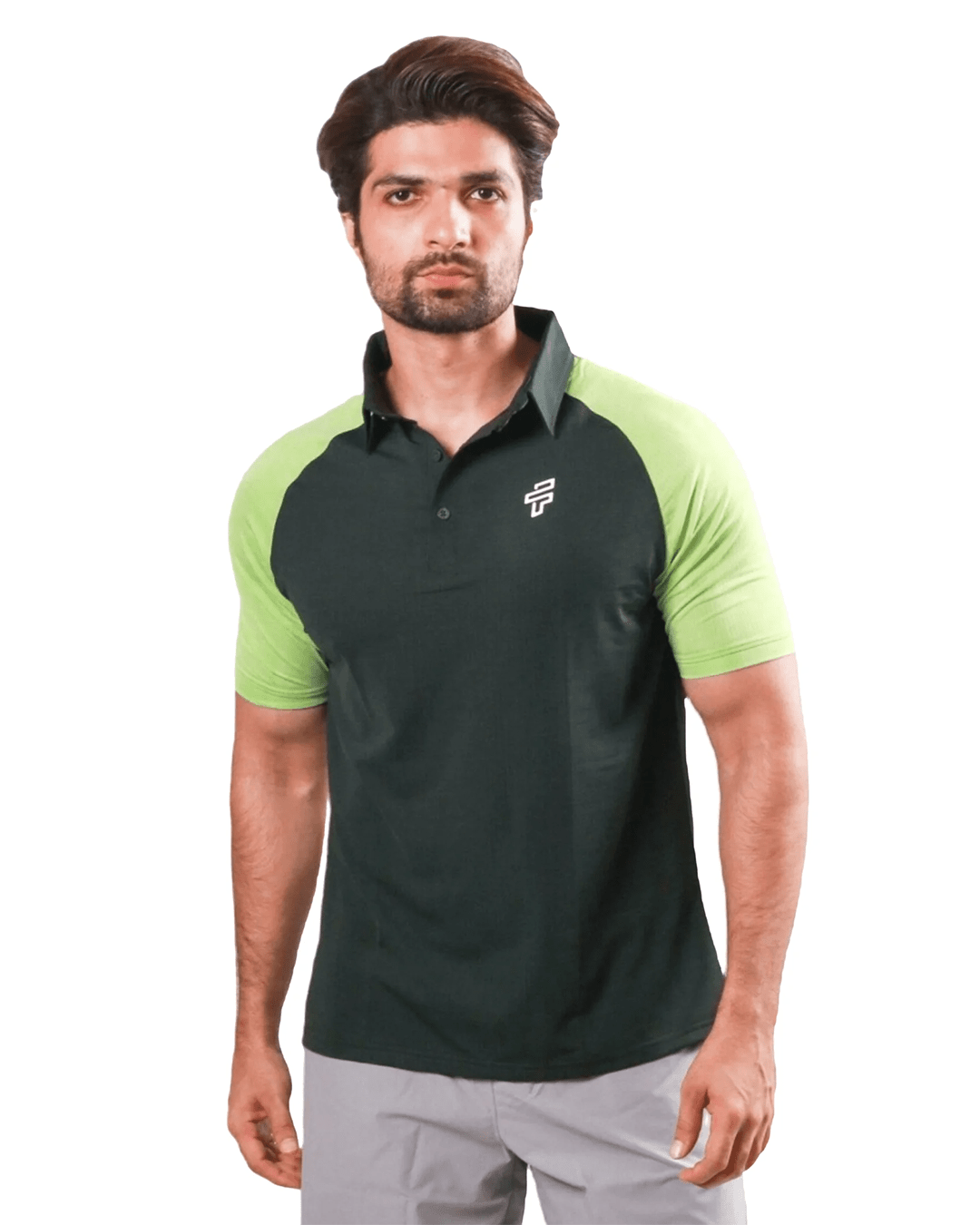⁠⁠Green Polo + Grey 2-in-1 Shorts - Flecto