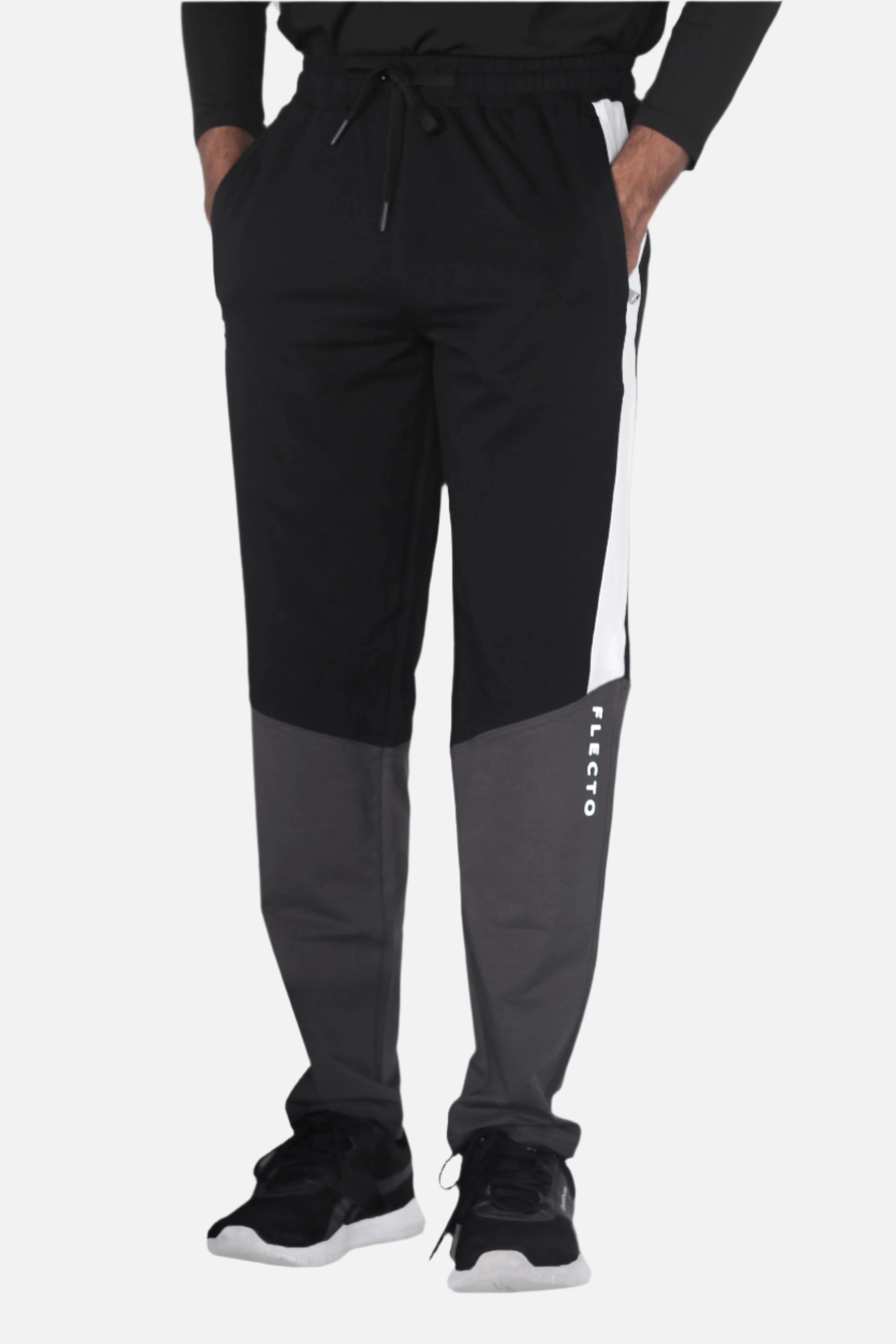 Flecto DuoFlex pants in black and grey designed for flexible movement and everyday comfort