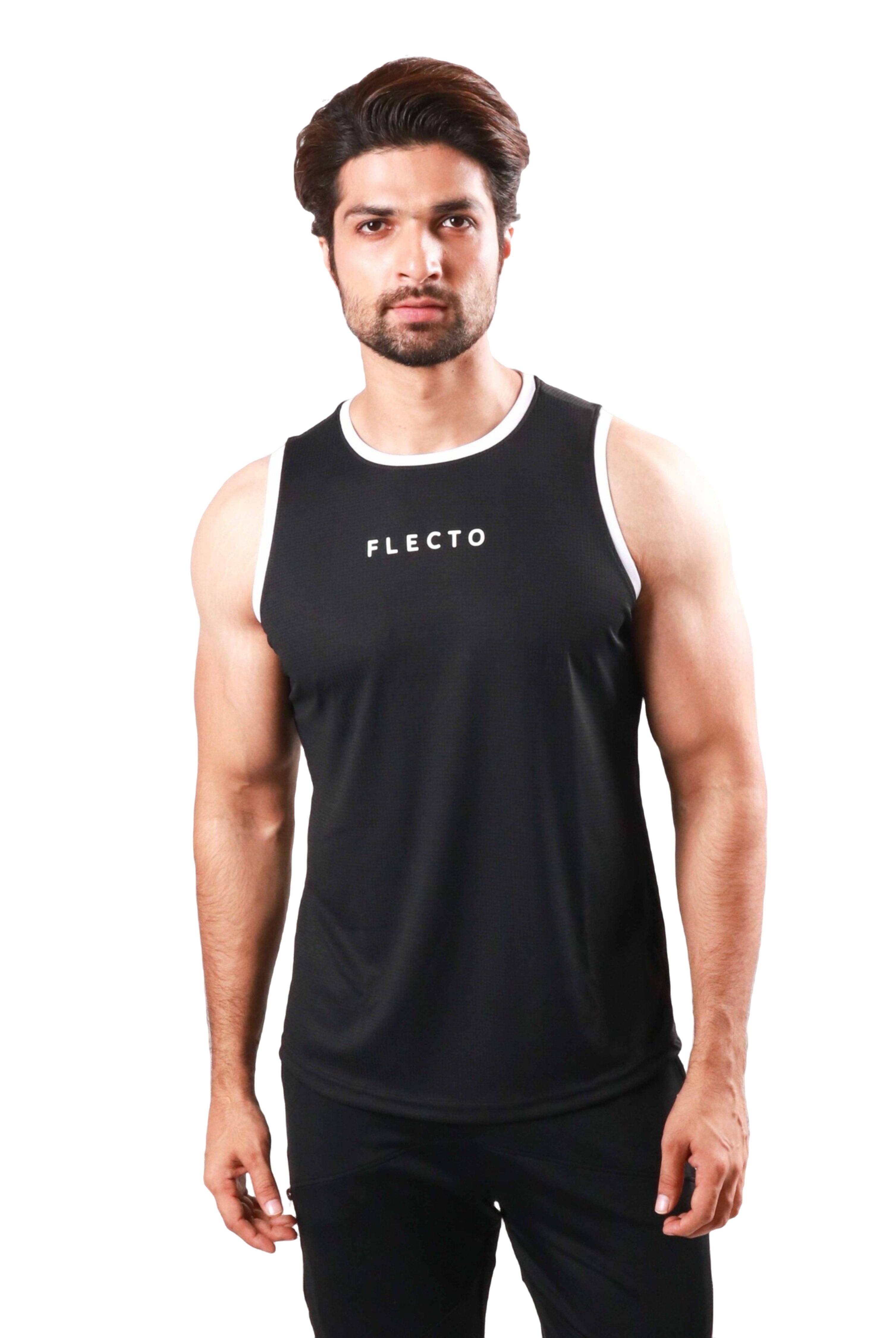 Contrast Trim Tank Top - Black - Flecto