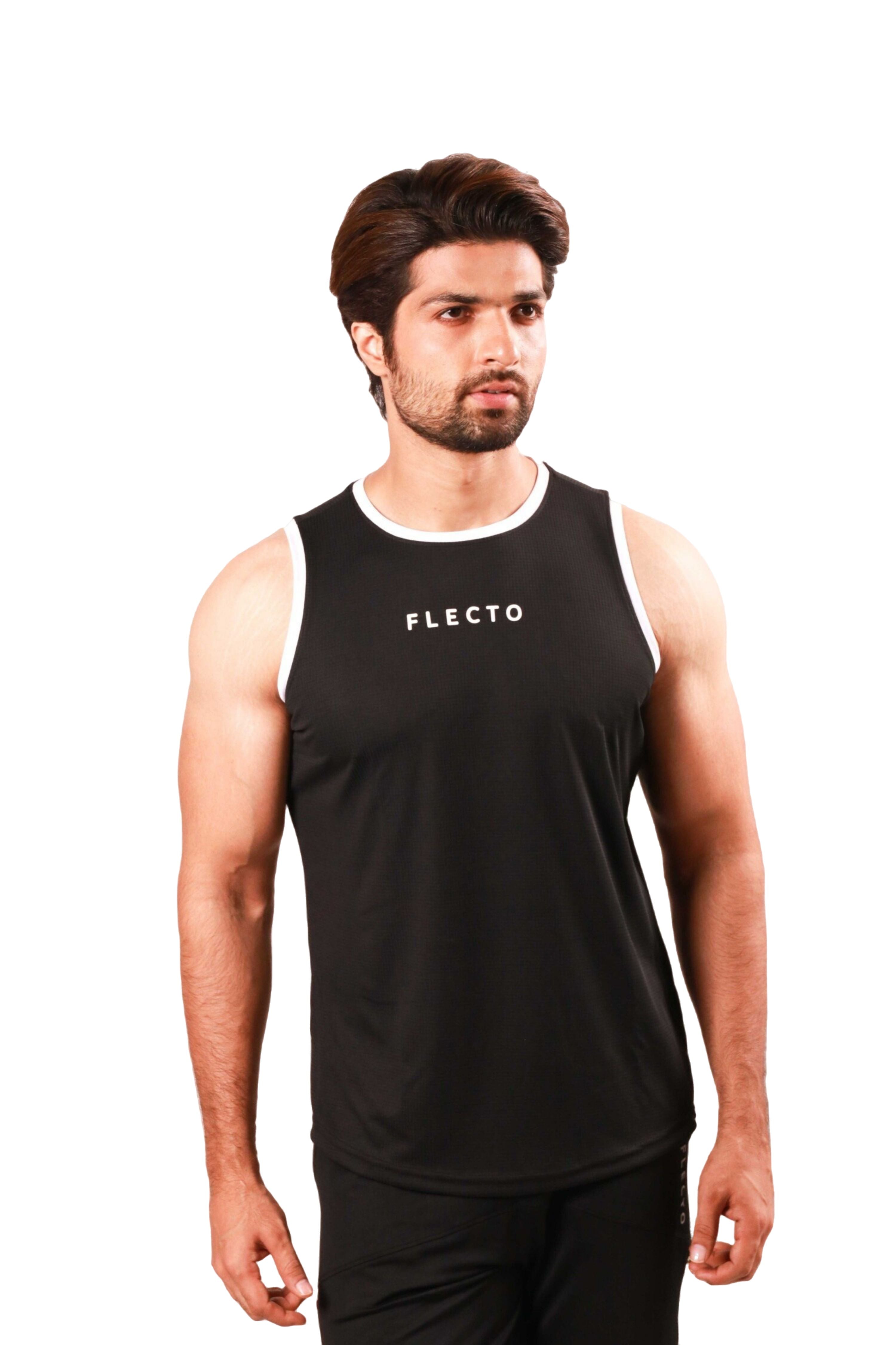 Contrast Trim Tank Top - Black - Flecto