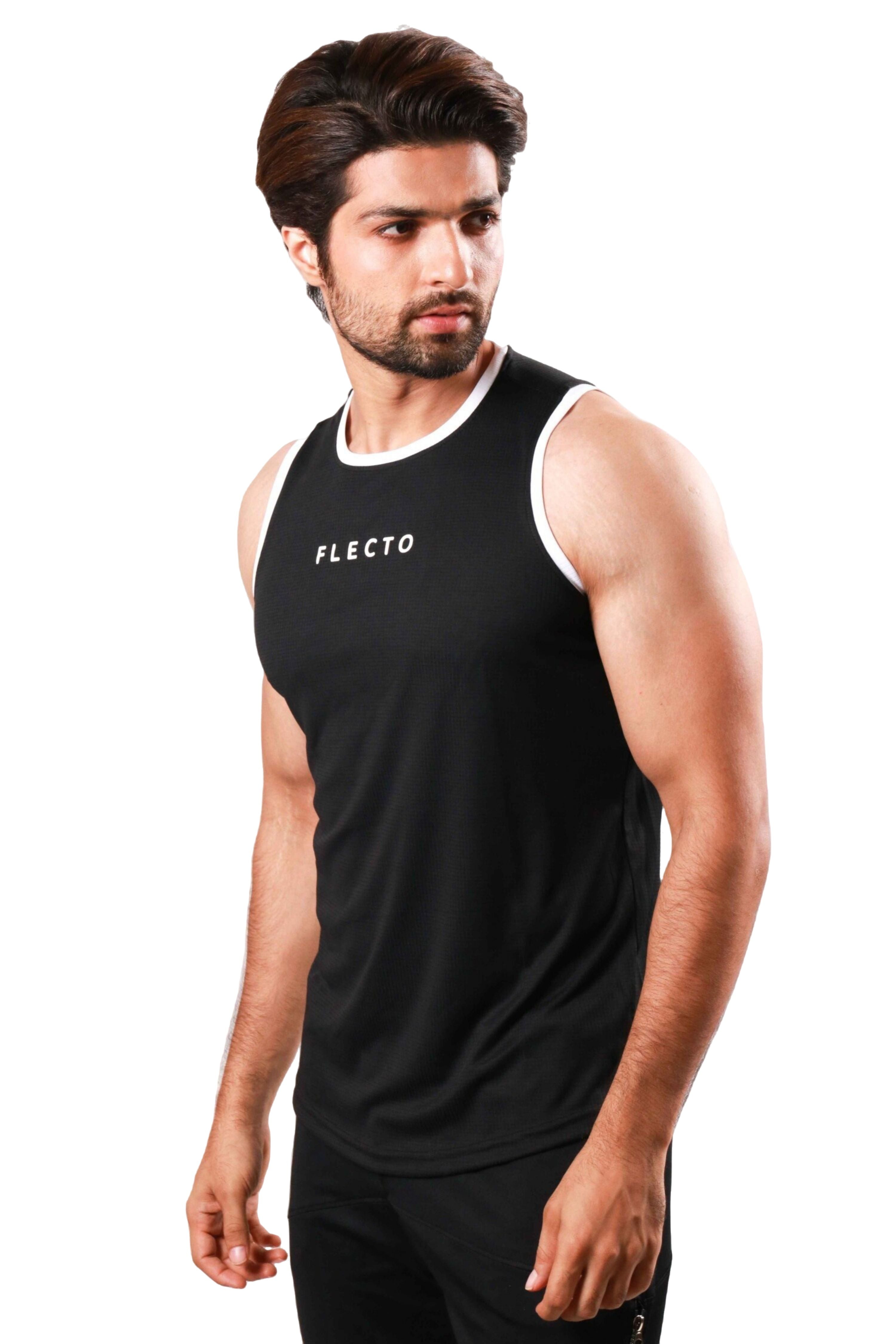 Contrast Trim Tank Top - Black - Flecto