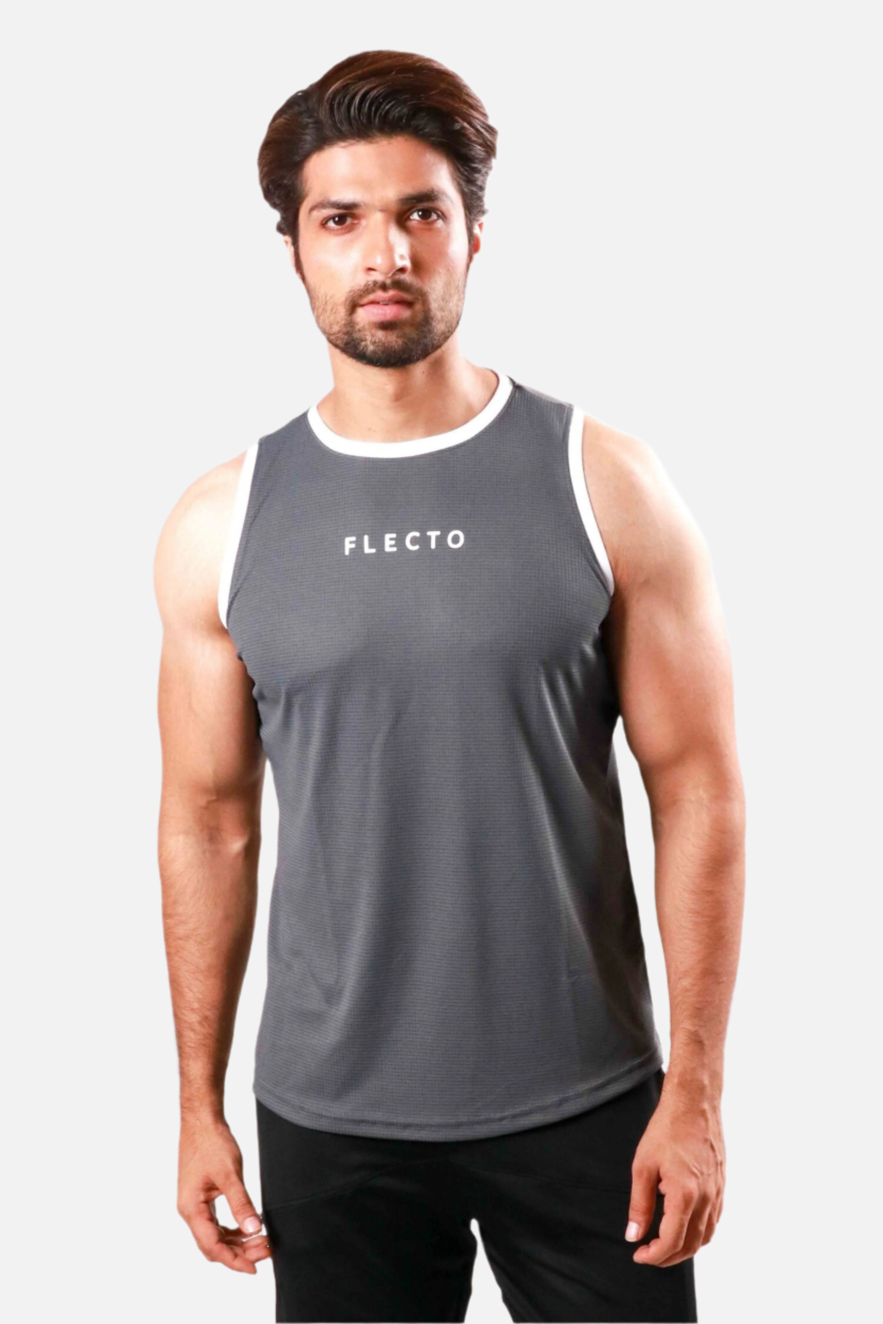 Contrast Trim Tank Top - Graphite - Flecto