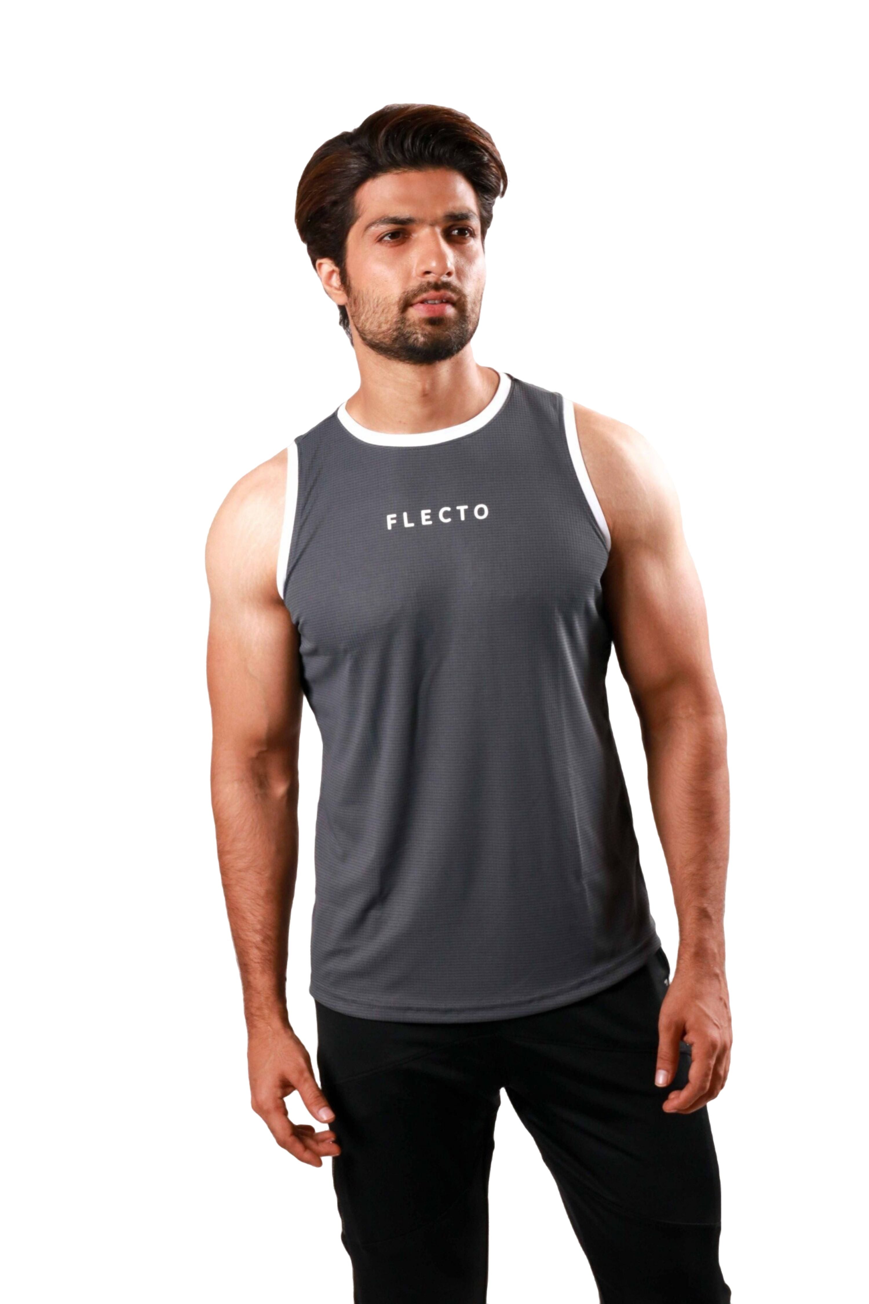Contrast Trim Tank Top - Graphite - Flecto
