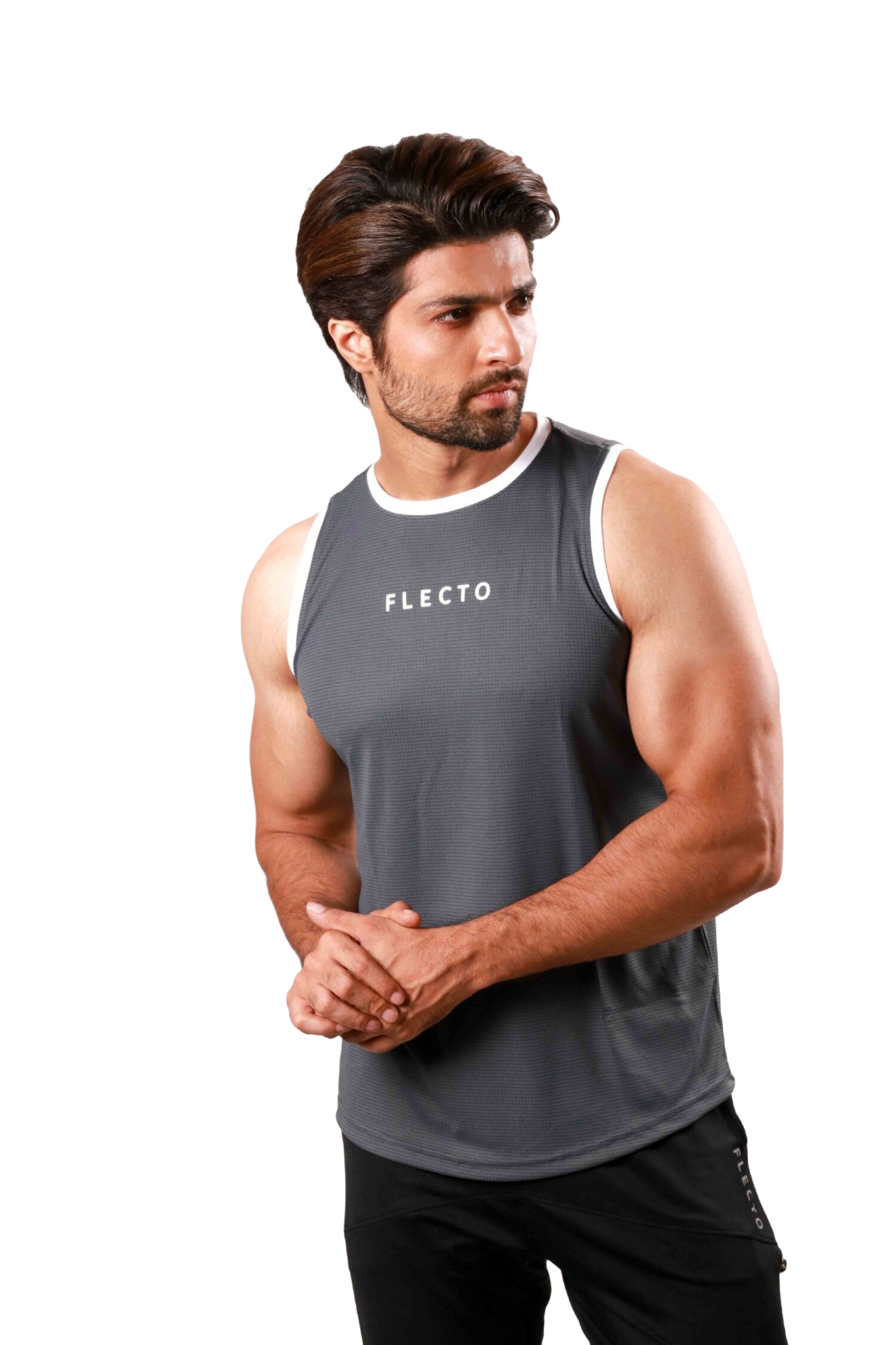 Contrast Trim Tank Top - Graphite - Flecto