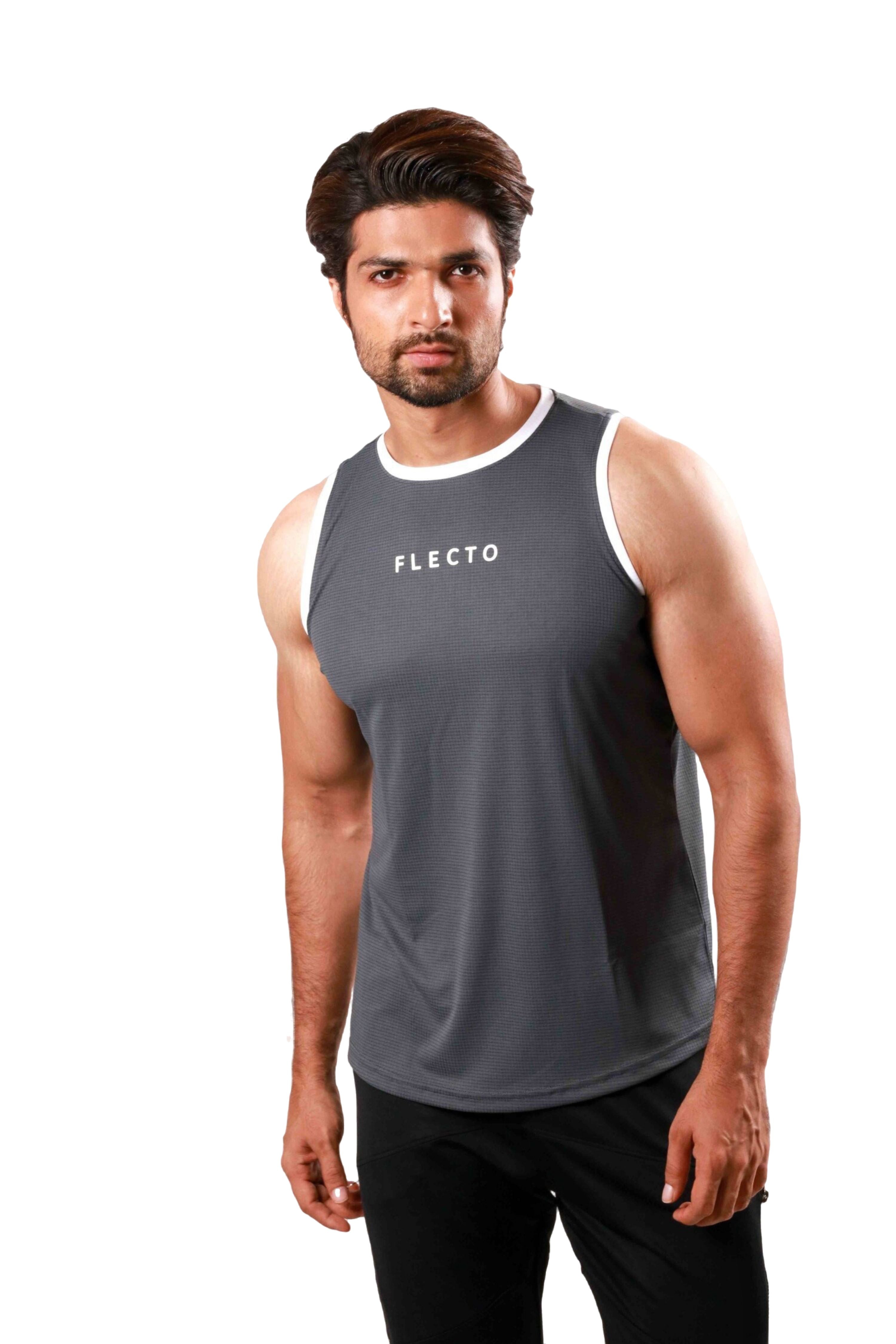 Contrast Trim Tank Top - Graphite - Flecto