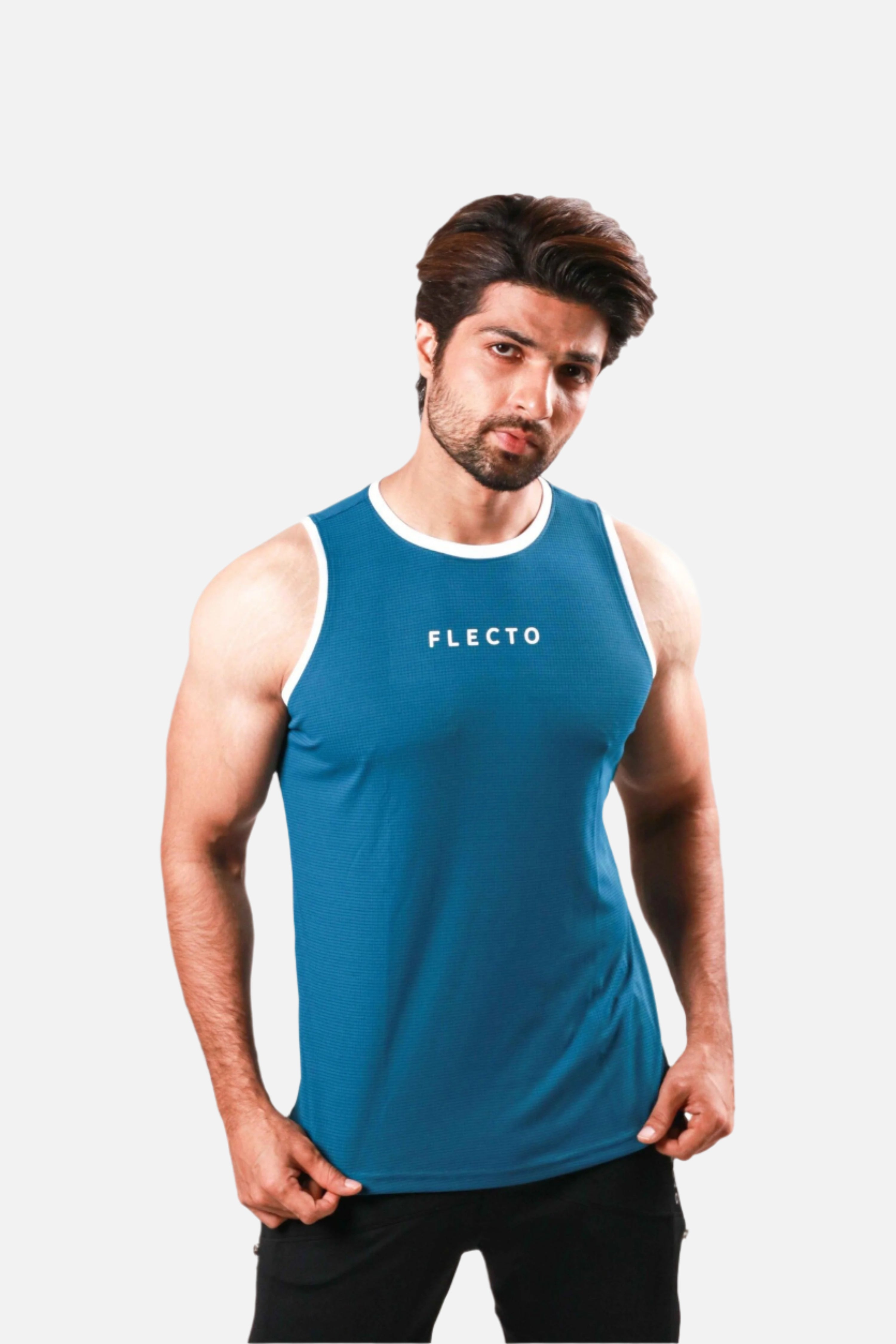 Contrast Trim Tank Top - Teal lightweight training tank for gym workouts