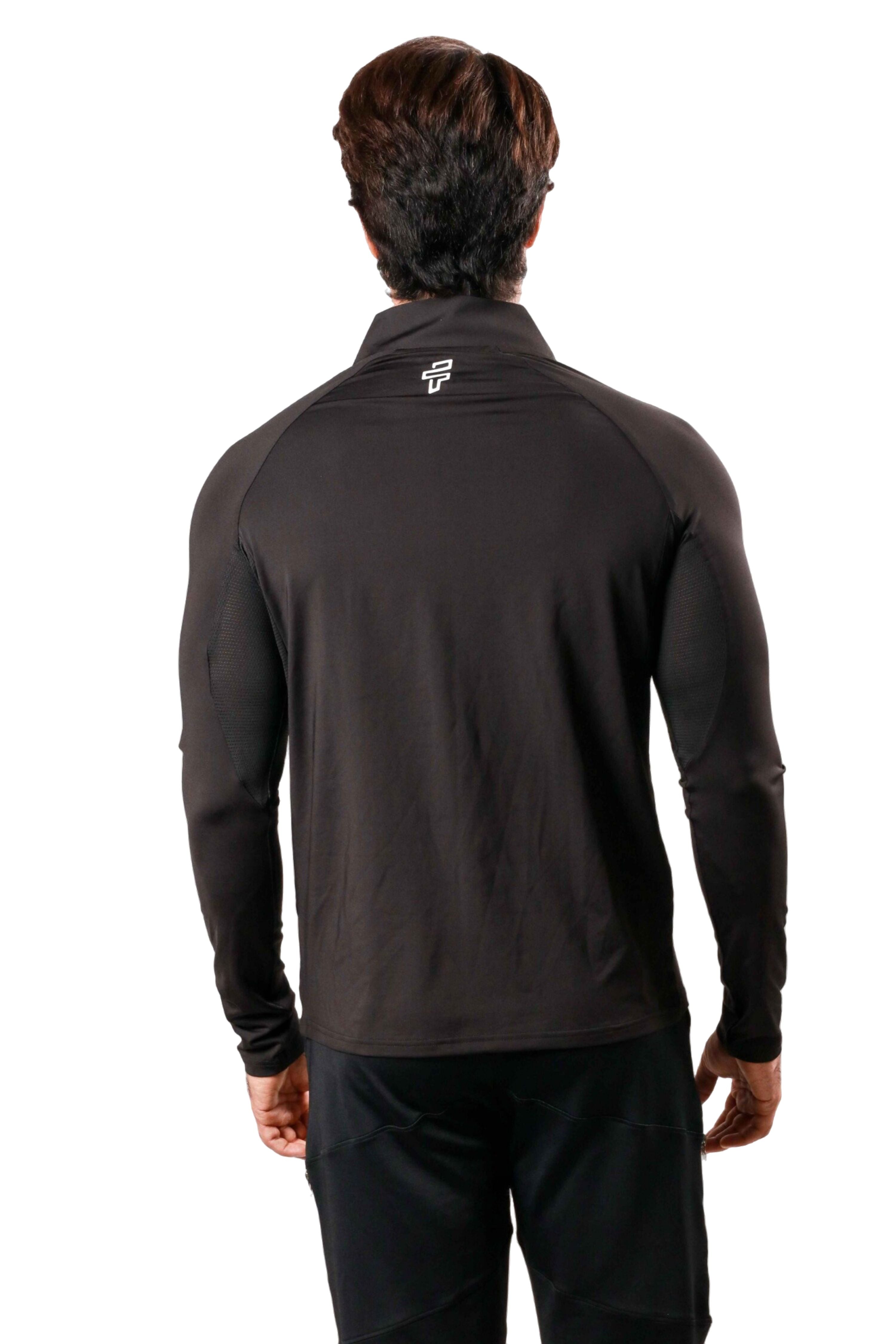 Men wearing black training tshirt with muscle-fit silhouette during workout