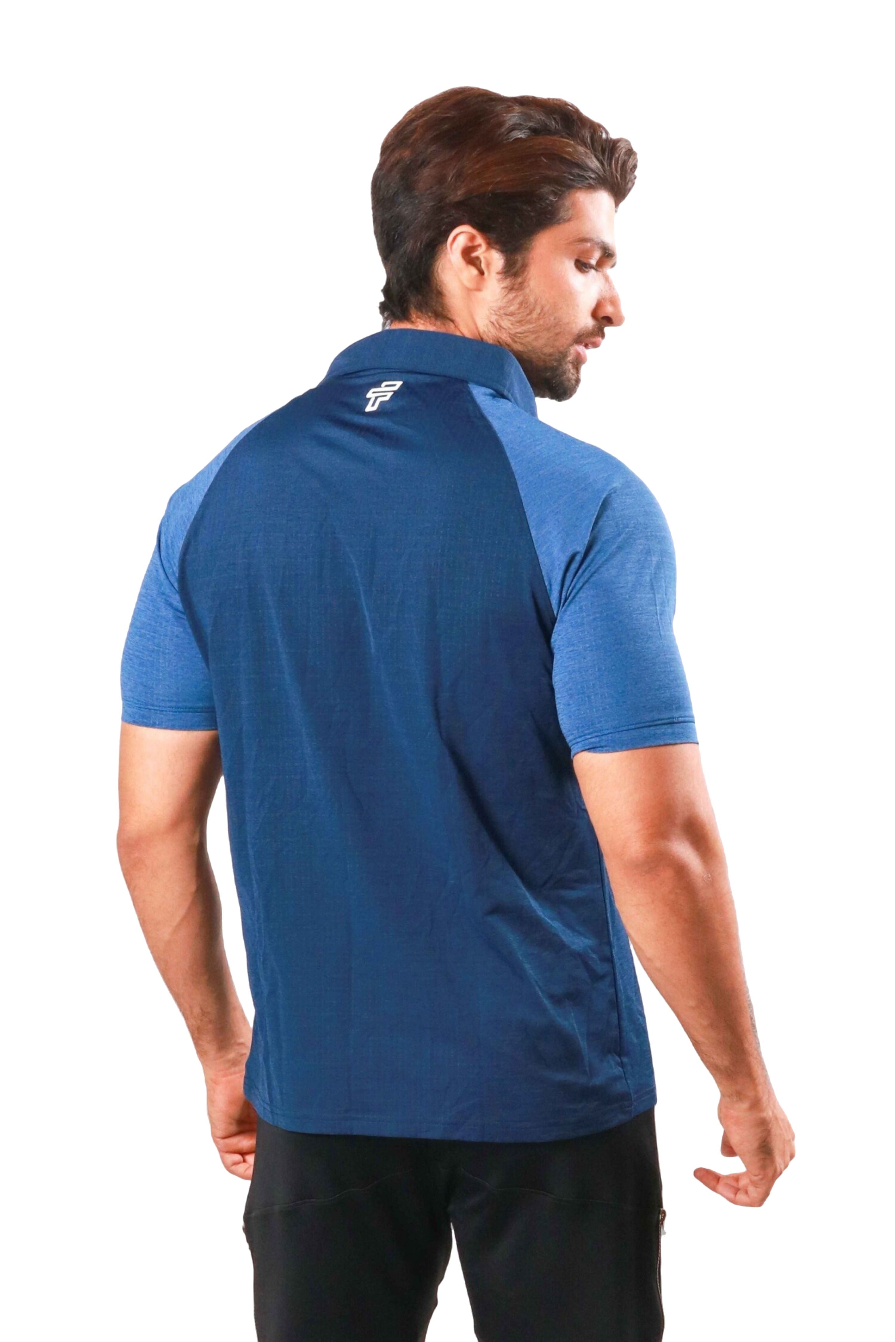 Sporty performance polo t-shirt styled for workouts and movement