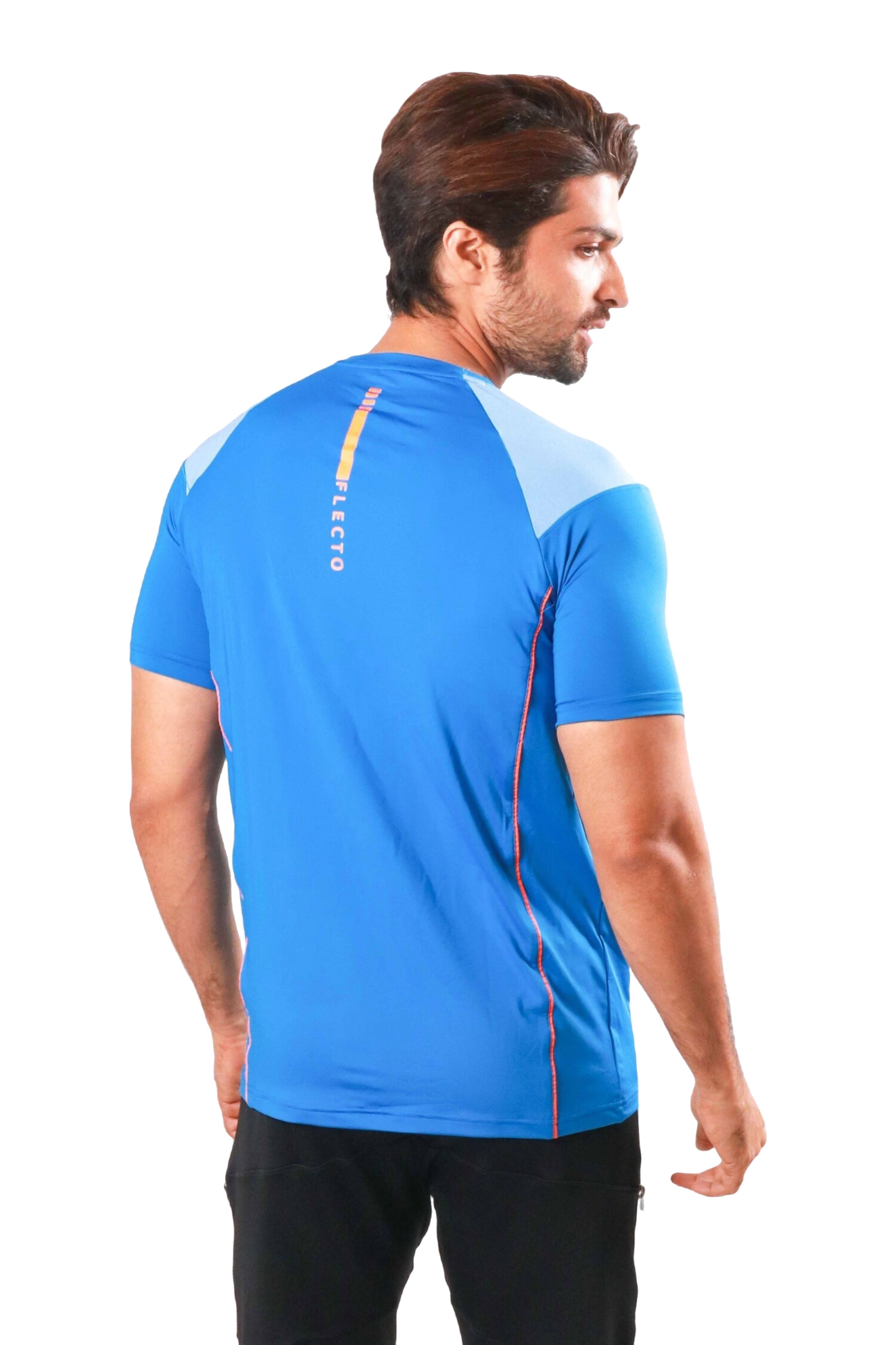 Scuba and dusk blue performance tee built for gym workouts and running