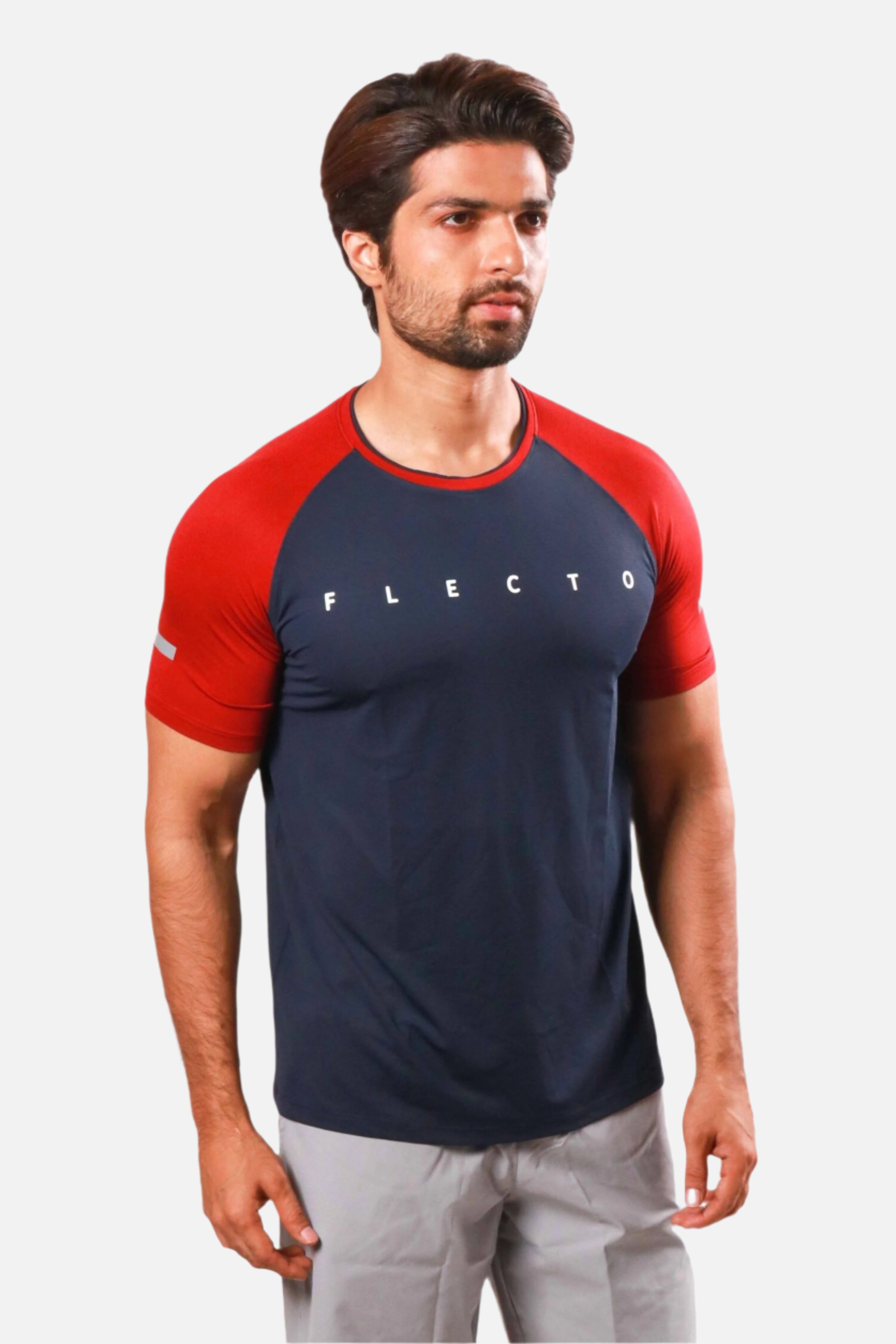 Jersey half sleeve navy-rust designed for breathable and comfortable gym workouts