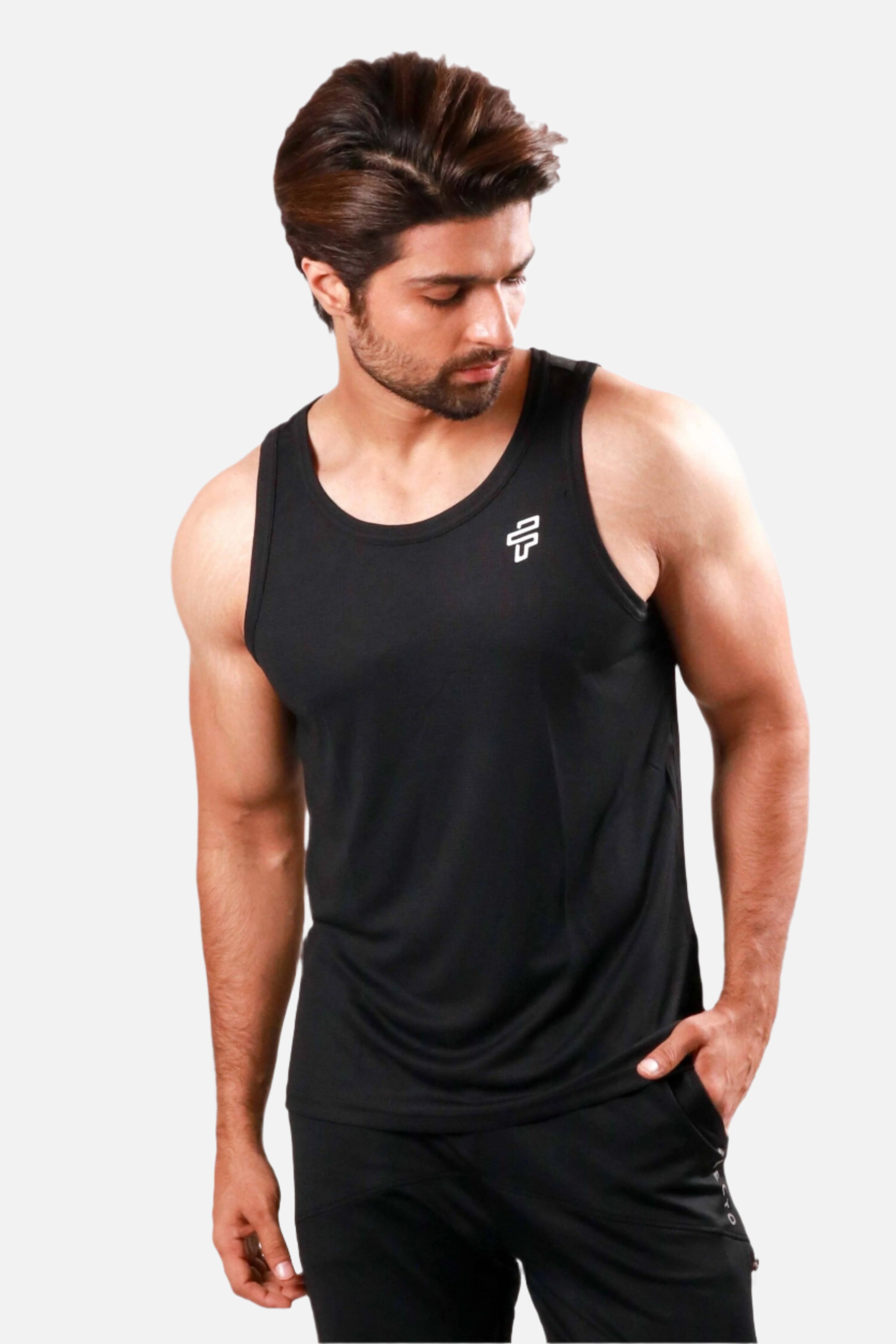 Training Singlet-Stringer - Black for breathable workouts and active performance